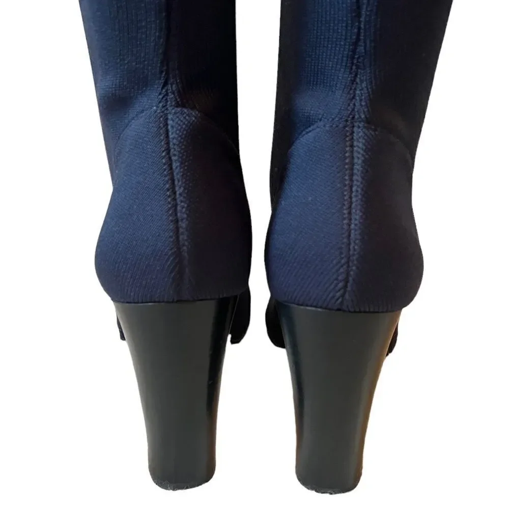 Charles By Charles David Simone Navy Blue Over-The-Knee Stretch Knit Boots